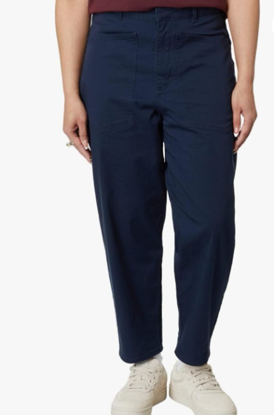 LABEL Women Go-to Pants Medium Navy Blue Relaxed Fit High Rise Crop Pockets NWT